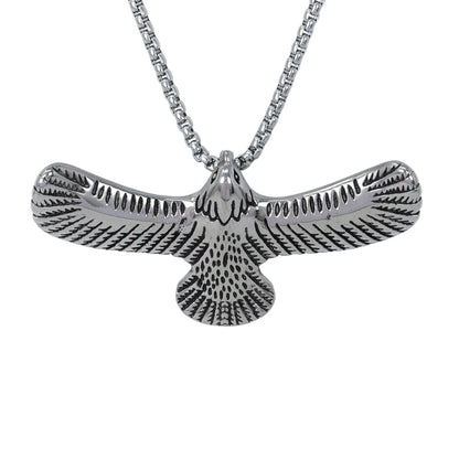 Large Hawk Necklace with 3mm Round Box Chain 24" - SCP-3038**