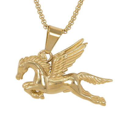 Large Pegasus Necklace with 3mm Round Box Chain 24" - SCP-3039**