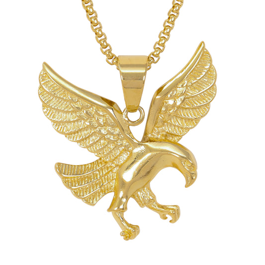 Large Eagle Necklace with 3mm Round Box Chain 24" - SCP-3040**