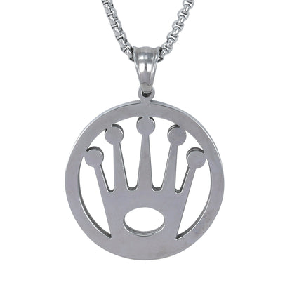 Large Crown Necklace with 3mm Round Box Chain 24" - SCP-3041**