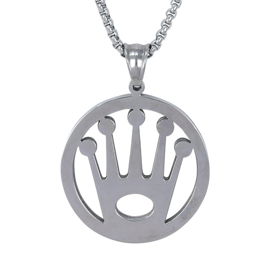 Large Crown Necklace with 3mm Round Box Chain 24" - SCP-3041**