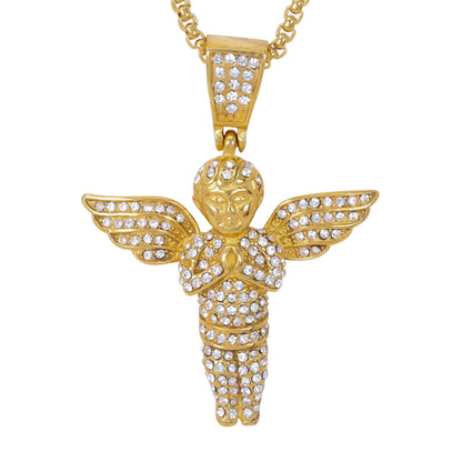 Large Angel Necklace with 3mm Round Box Chain 24" - SCP-3042**