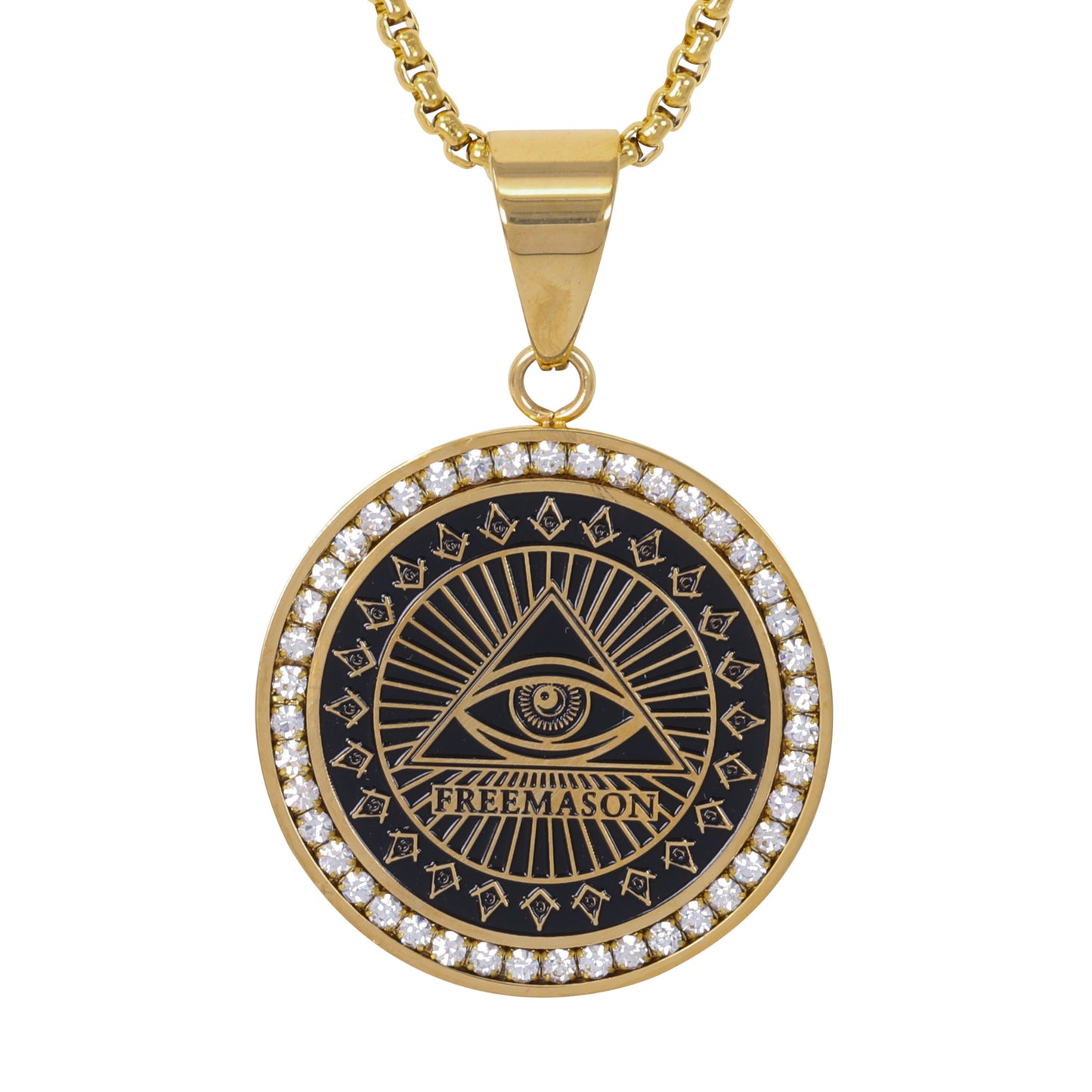 Large Free Mason Necklace with 3mm Round Box Chain 24" - SCP-3045**