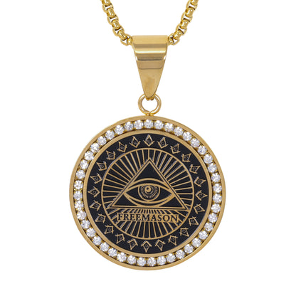 Large Free Mason Necklace with 3mm Round Box Chain 24" - SCP-3045**