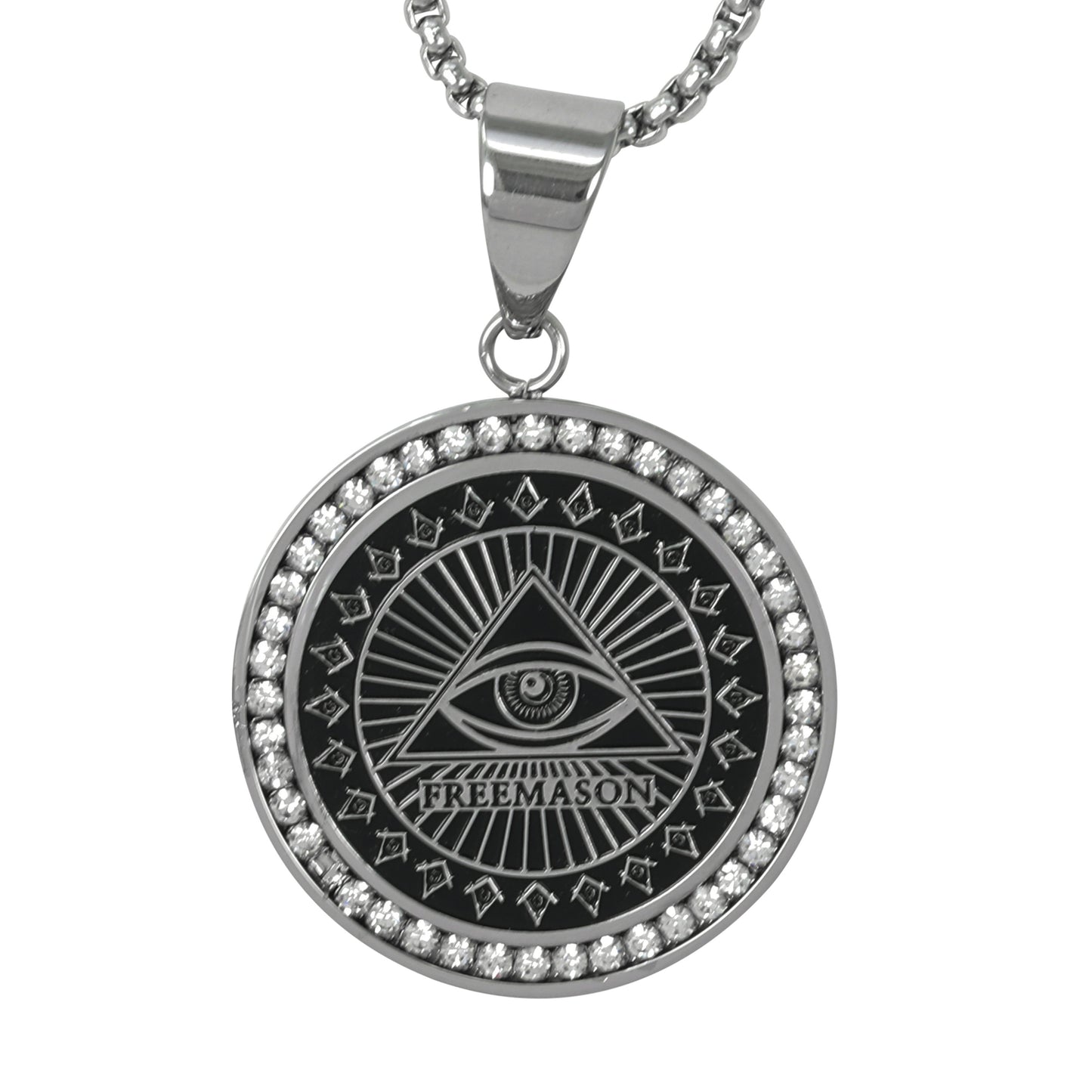Large Free Mason Necklace with 3mm Round Box Chain 24" - SCP-3045**