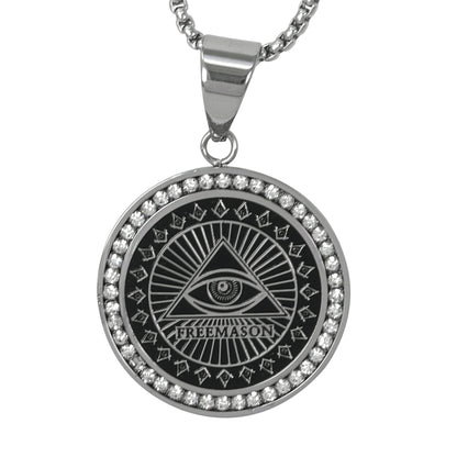 Large Free Mason Necklace with 3mm Round Box Chain 24" - SCP-3045**