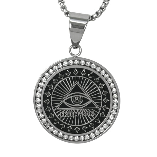 Large Free Mason Necklace with 3mm Round Box Chain 24" - SCP-3045**