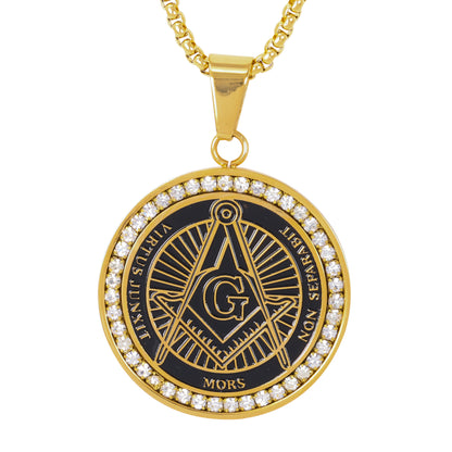 Large Free Mason Necklace with 3mm Round Box Chain 24" - SCP-3046**