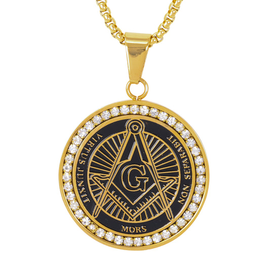 Large Free Mason Necklace with 3mm Round Box Chain 24" - SCP-3046**