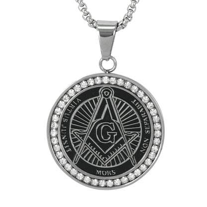 Large Free Mason Necklace with 3mm Round Box Chain 24" - SCP-3046**