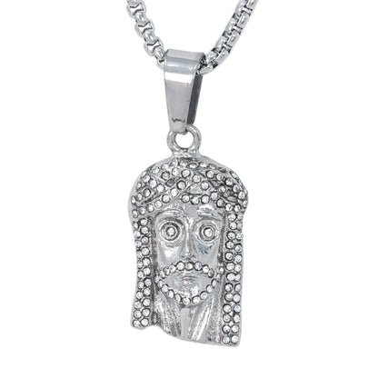 Large Jesus Necklace with 3mm Round Box Chain 24" - SCP-3049**