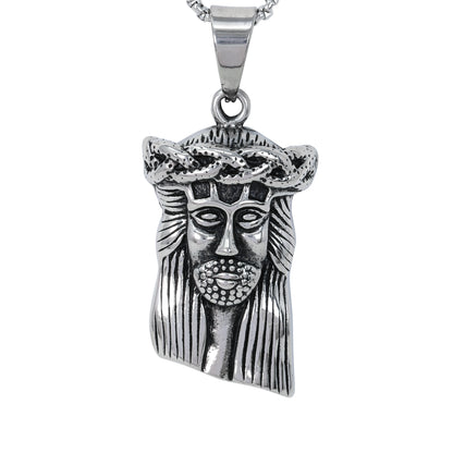 Large Jesus Necklace with 3mm Round Box Chain 24" - SCP-3051**