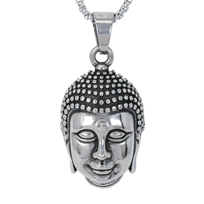 Large Buddha Necklace with 3mm Round Box Chain 24" - SCP-3052**