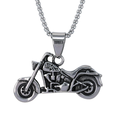 Large Motorcycle Necklace with 3mm Round Box Chain 24" - SCP-3056**