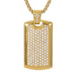 Large Iced Tag Necklace with 3mm Round Box Chain 24" - SCP-3059**