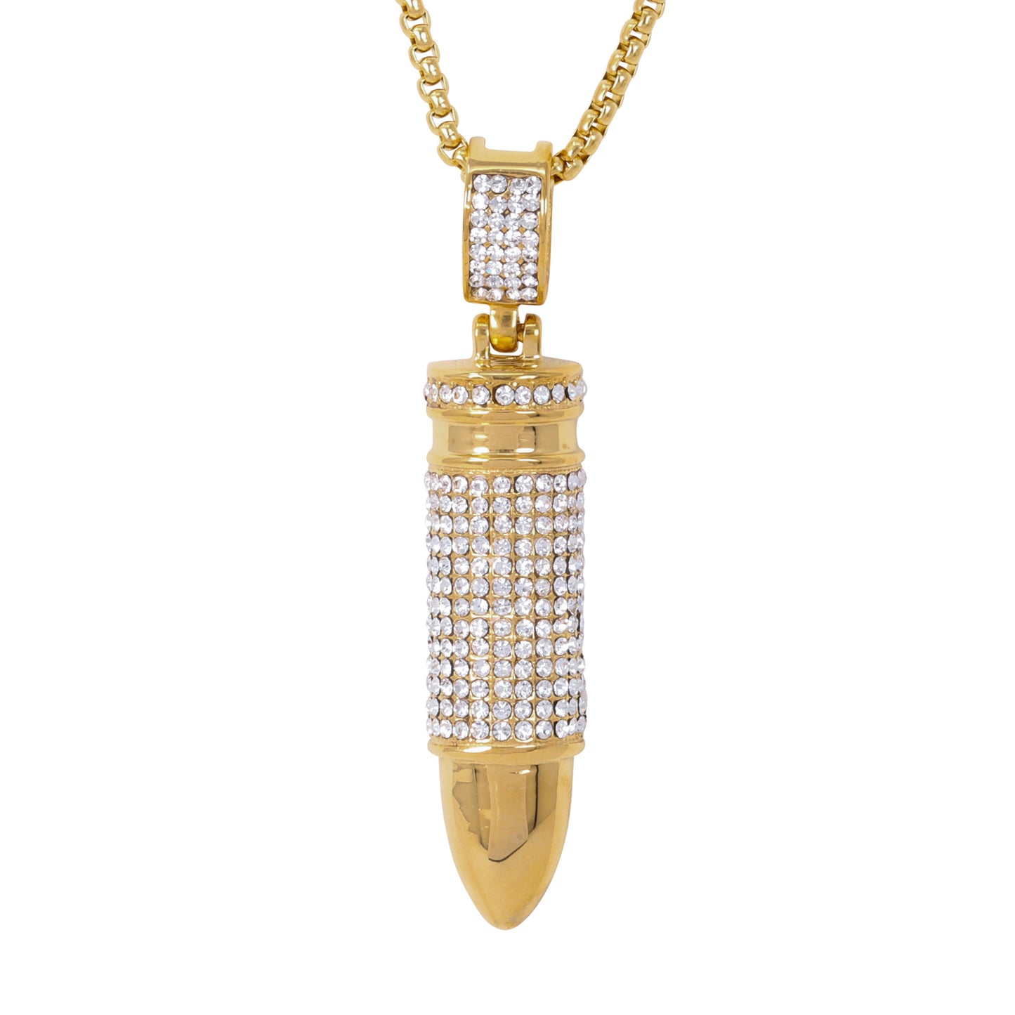 Large Bullet Necklace with 3mm Round Box Chain 24" - SCP-3060