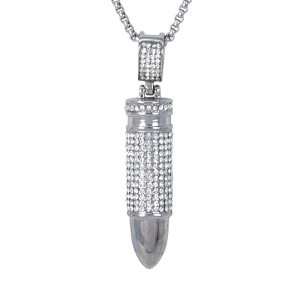 Large Bullet Necklace with 3mm Round Box Chain 24" - SCP-3060