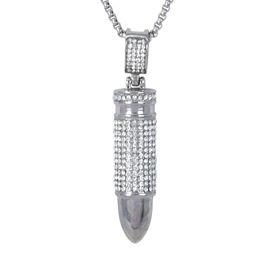 Large Bullet Necklace with 3mm Round Box Chain 24" - SCP-3060