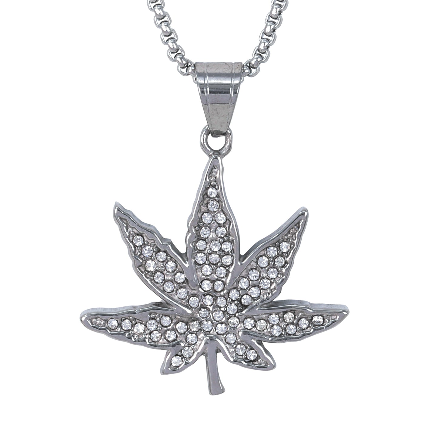 Large Leaf Necklace with 3mm Round Box Chain 24" - SCP-3063**