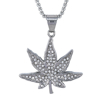 Large Leaf Necklace with 3mm Round Box Chain 24" - SCP-3063**