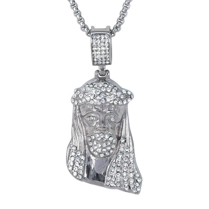 Large Jesus Necklace with 3mm Round Box Chain 24" - SCP-3064**