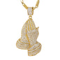 Large Praying Hands Necklace with 3mm Round Box Chain 24" - SCP-3065**