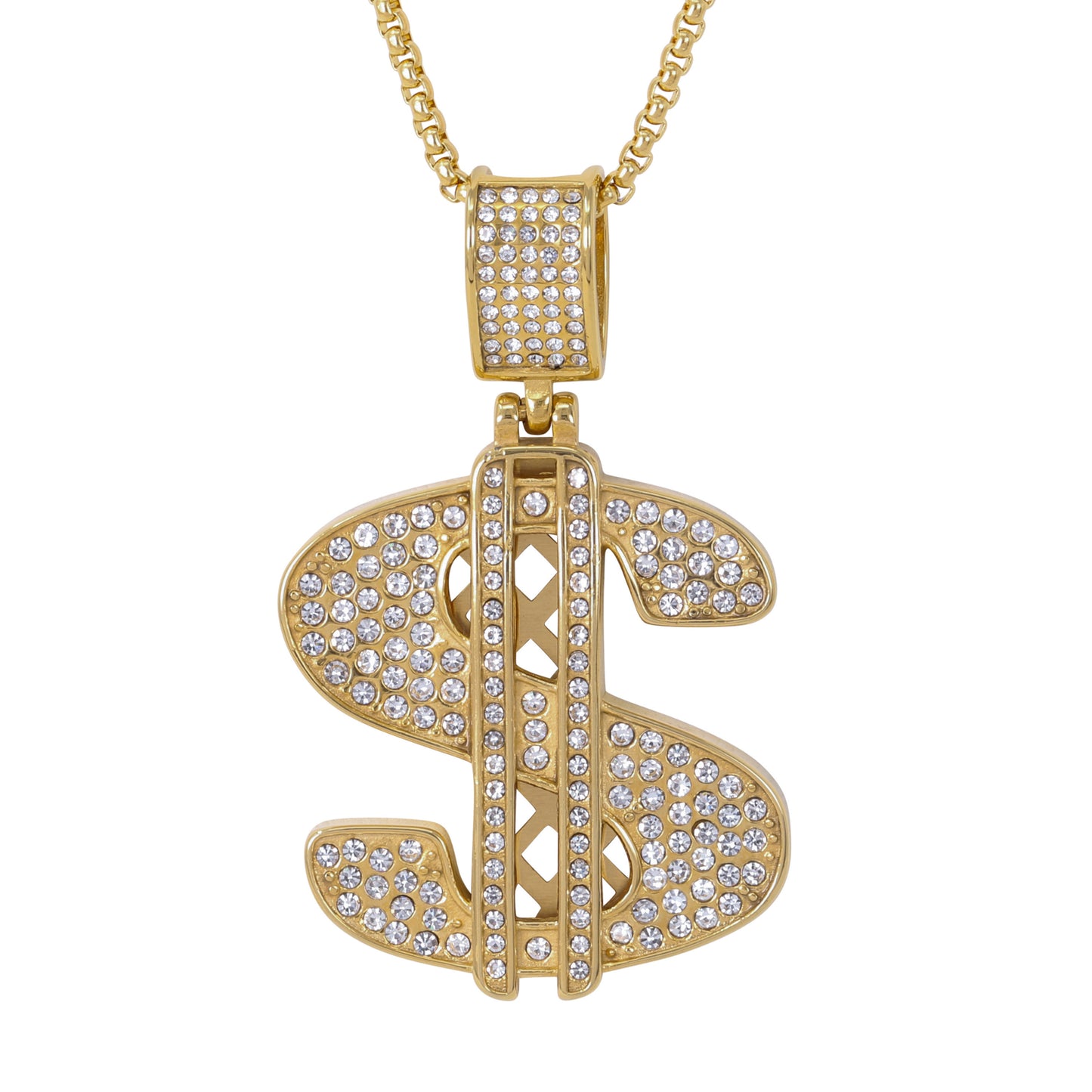 Large Money Necklace with 3mm Round Box Chain 24" - SCP-3066**