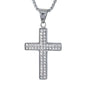 Large Iced Cross Necklace with 3mm Round Box Chain 24" - SCP-3070**