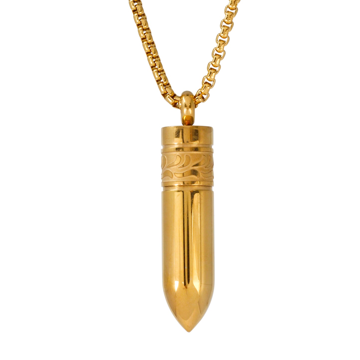 Large Bullet Necklace with 3mm Round Box Chain 24" - SCP-3073**