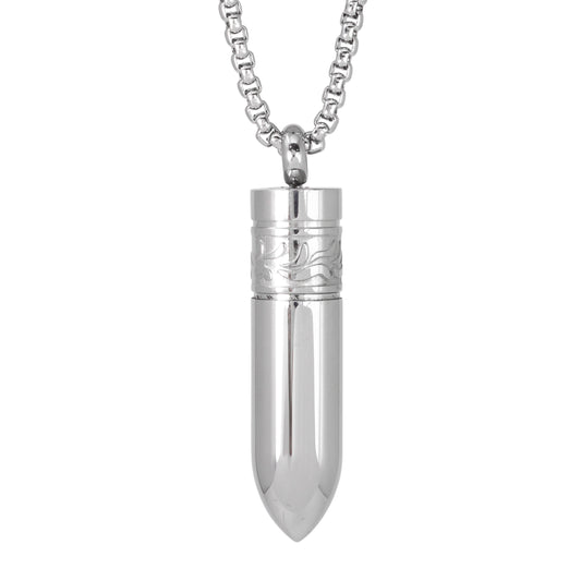 Large Bullet Necklace with 3mm Round Box Chain 24" - SCP-3073**
