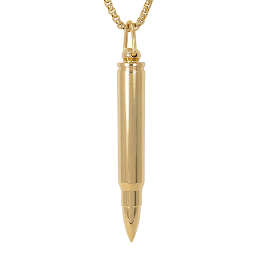 Large Bullet Necklace with 3mm Round Box Chain 24" - SCP-3074**