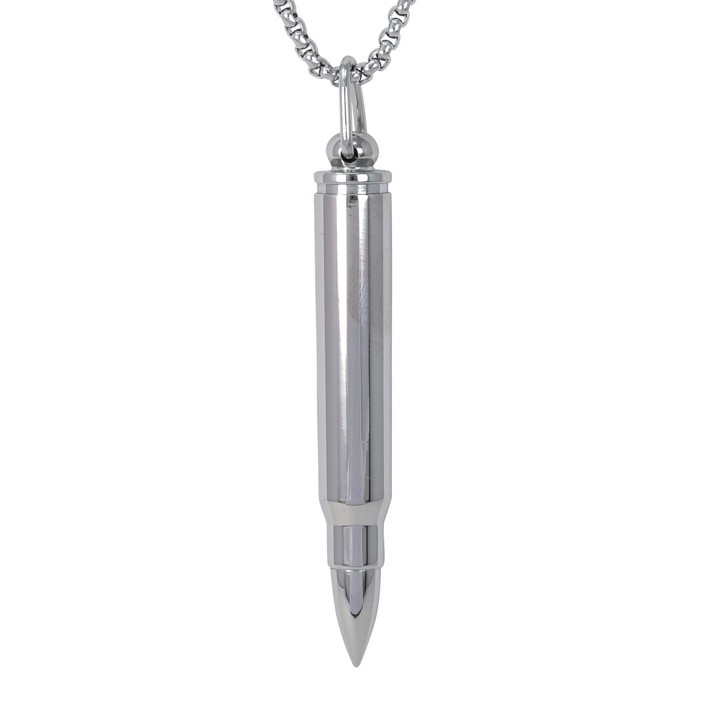 Large Bullet Necklace with 3mm Round Box Chain 24" - SCP-3074**