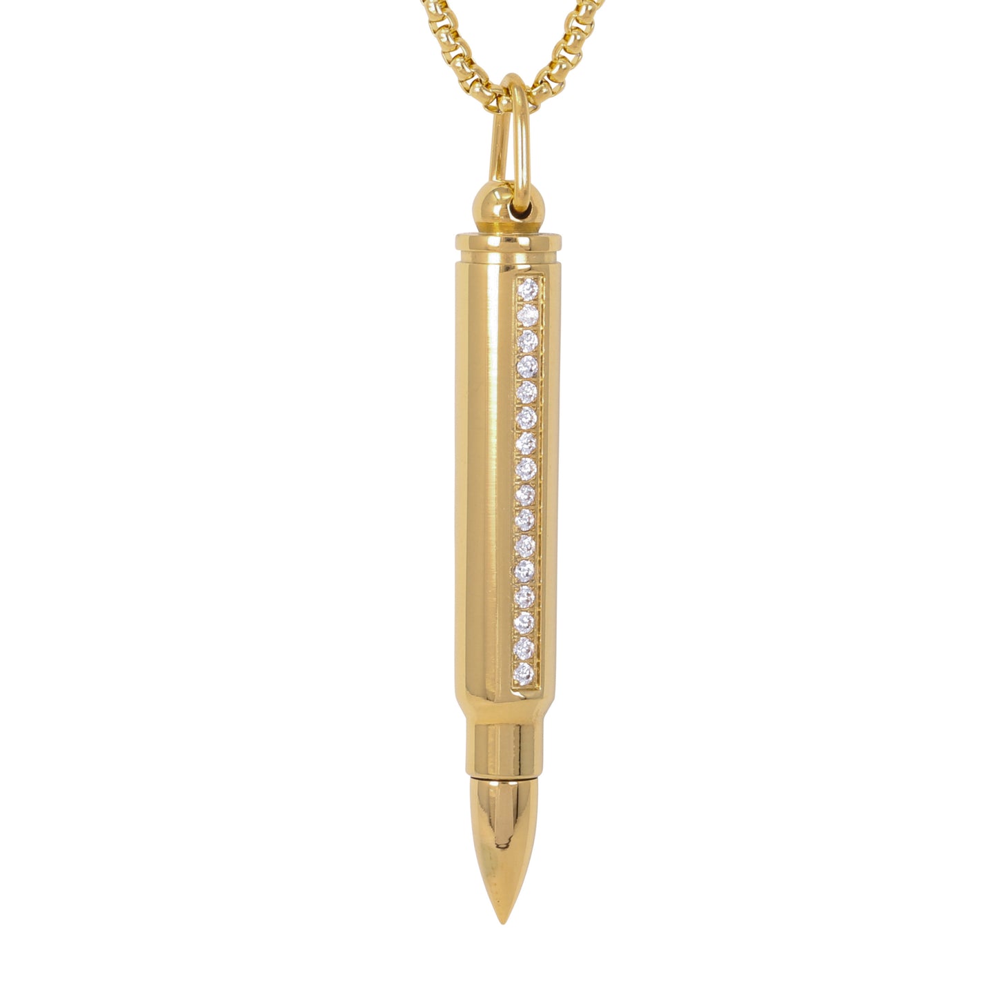 Large Bullet Necklace with 3mm Round Box Chain 24" - SCP-3075