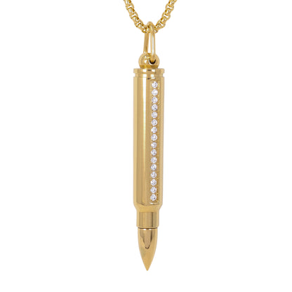 Large Bullet Necklace with 3mm Round Box Chain 24" - SCP-3075