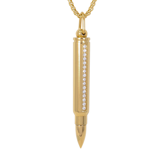 Large Bullet Necklace with 3mm Round Box Chain 24" - SCP-3075