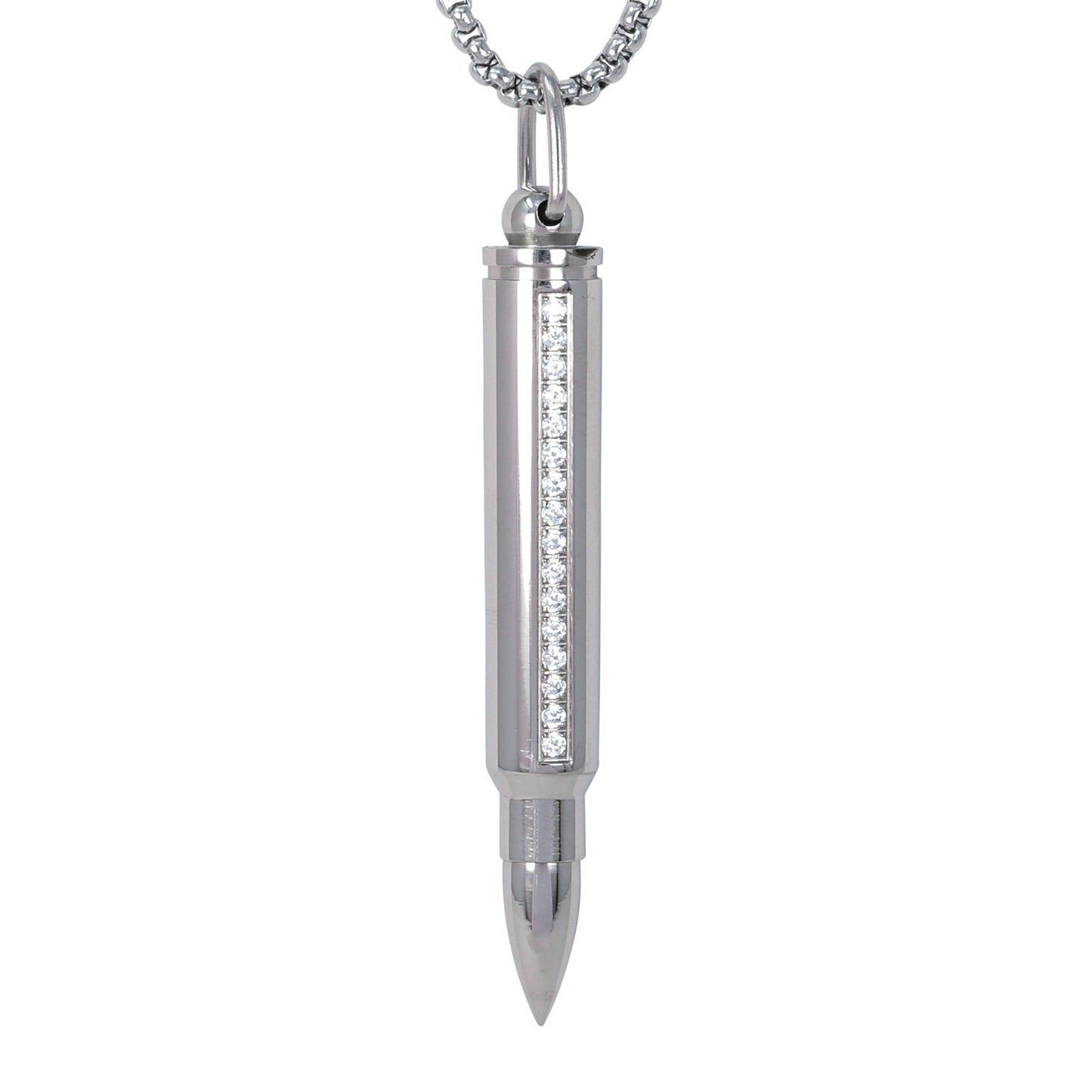 Large Bullet Necklace with 3mm Round Box Chain 24" - SCP-3075