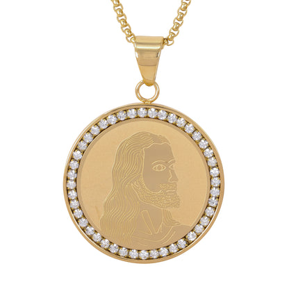 Large Jesus Necklace with 3mm Round Box Chain 24" - SCP-3078**