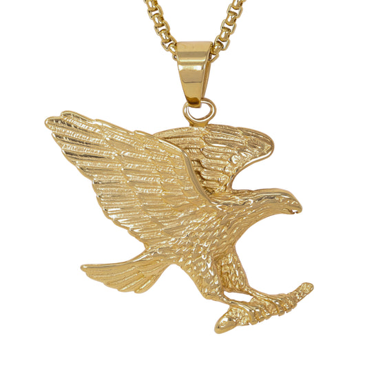 Large Eagle Necklace with 3mm Round Box Chain 24" - SCP-3082**