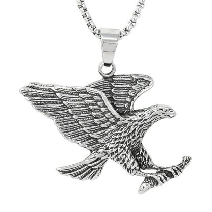 Large Eagle Necklace with 3mm Round Box Chain 24" - SCP-3082**