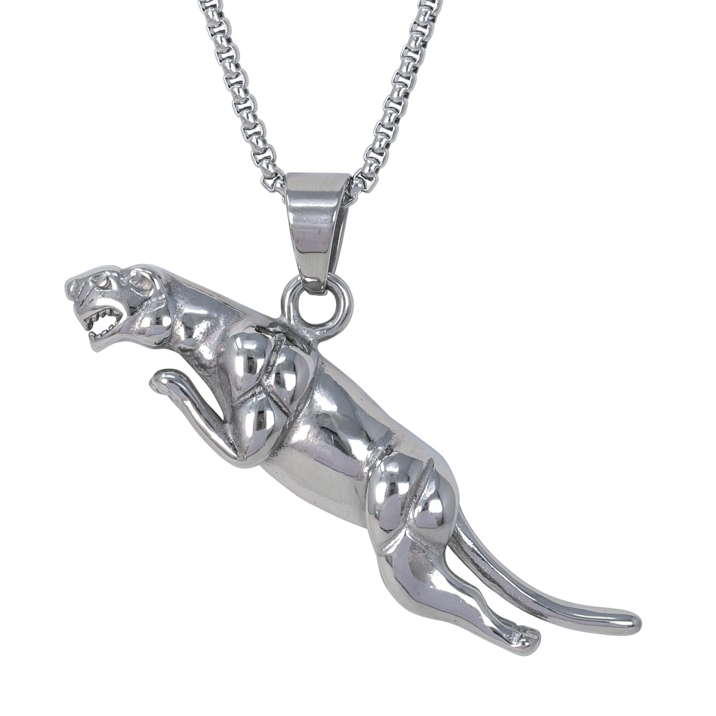 Large Jaguar Necklace with 3mm Round Box Chain 24" - SCP-3083**
