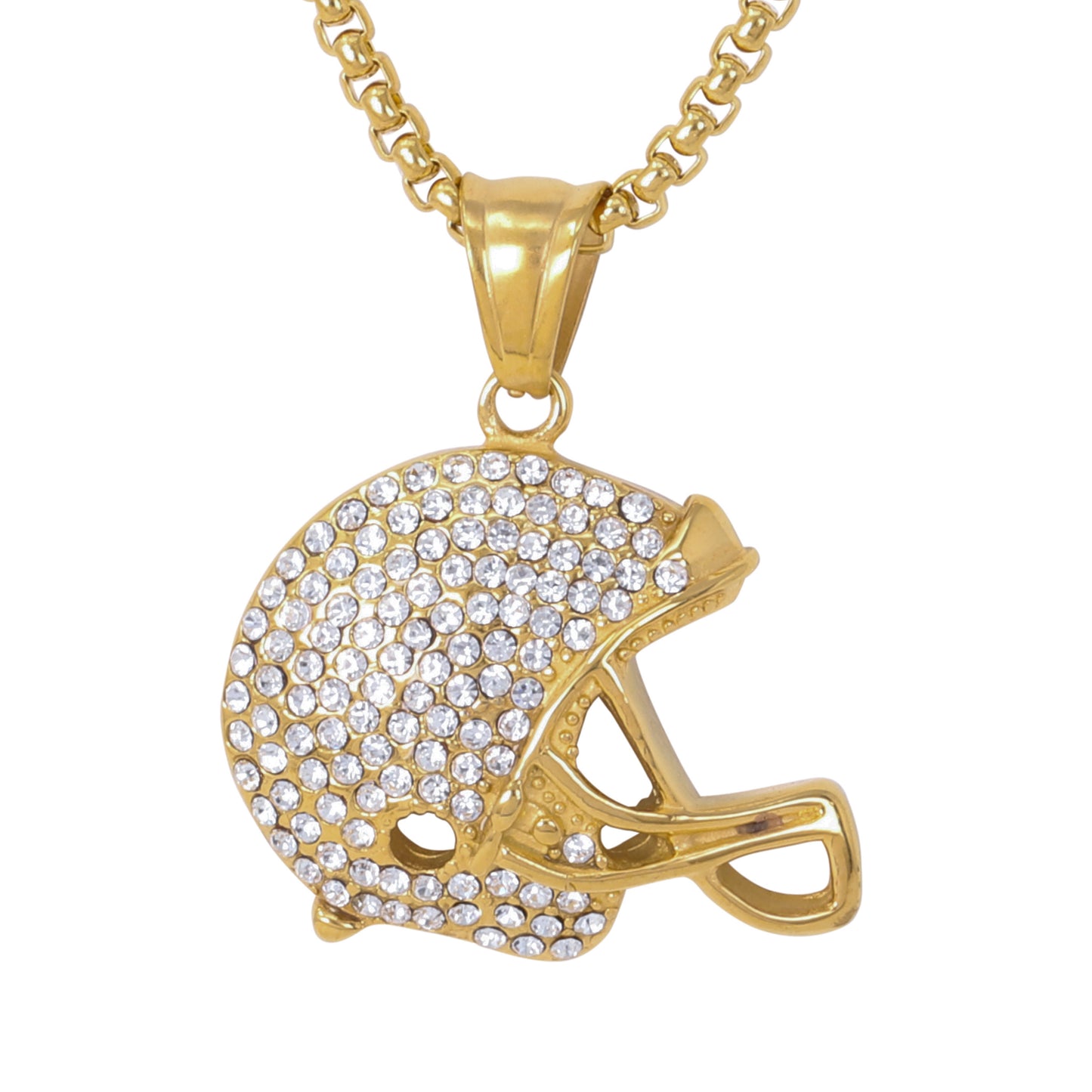 Large Football Necklace with 3mm Round Box Chain 24" - SCP-3084
