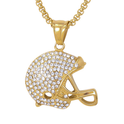 Large Football Necklace with 3mm Round Box Chain 24" - SCP-3084