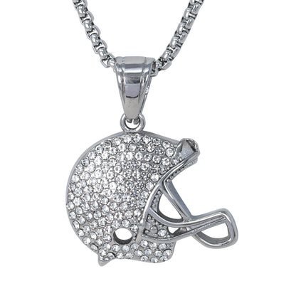 Large Football Necklace with 3mm Round Box Chain 24" - SCP-3084