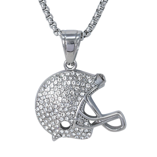 Large Football Necklace with 3mm Round Box Chain 24" - SCP-3084