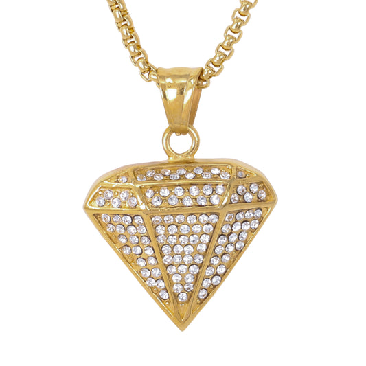 Large Diamond Necklace with 3mm Round Box Chain 24" - SCP-3085**