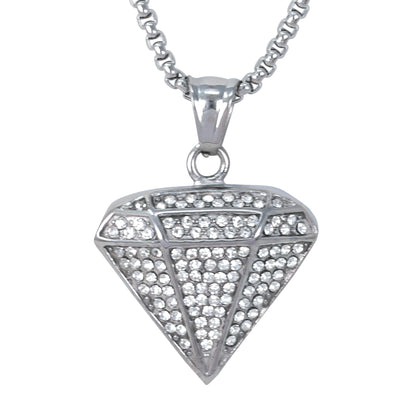 Large Diamond Necklace with 3mm Round Box Chain 24" - SCP-3085**