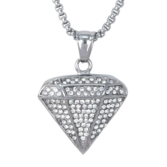Large Diamond Necklace with 3mm Round Box Chain 24" - SCP-3085**