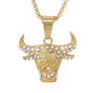 Large Bull Necklace with 3mm Round Box Chain 24" - SCP-3087**