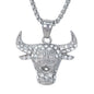 Large Bull Necklace with 3mm Round Box Chain 24" - SCP-3087**