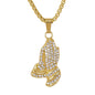 Large Praying Hands Necklace with 3mm Round Box Chain 24" - SCP-3089**